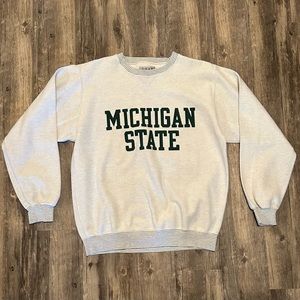 Vintage 90s Michigan State Crewneck Sweatshirt Mens Large Green Spartans Gear